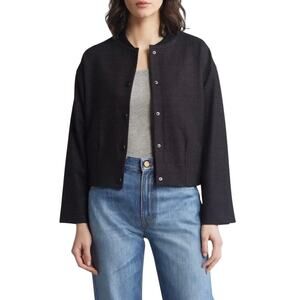 Wit & Wisdom Jacket Womens Medium Brown & Black Plaid Bomber Cropped Lined